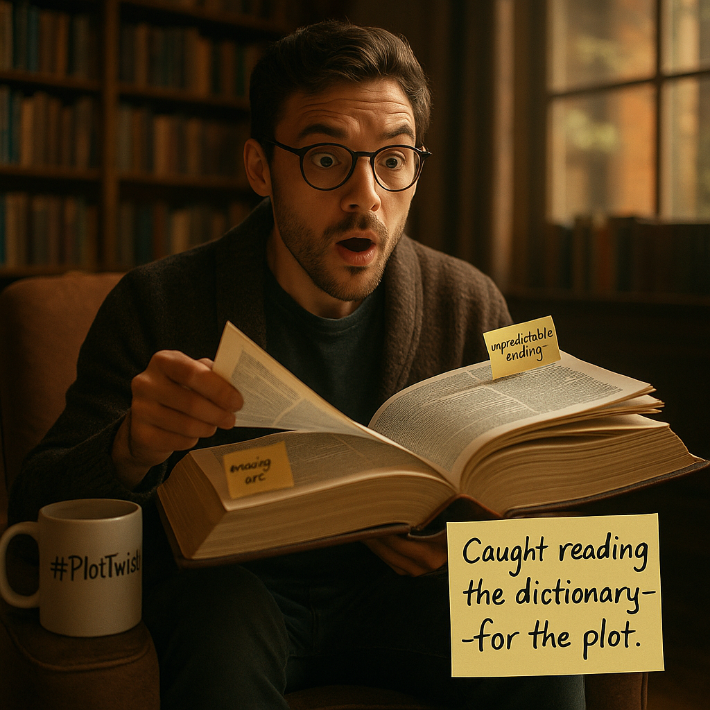 Caught reading the dictionary—for the plot Dictionary Puns
