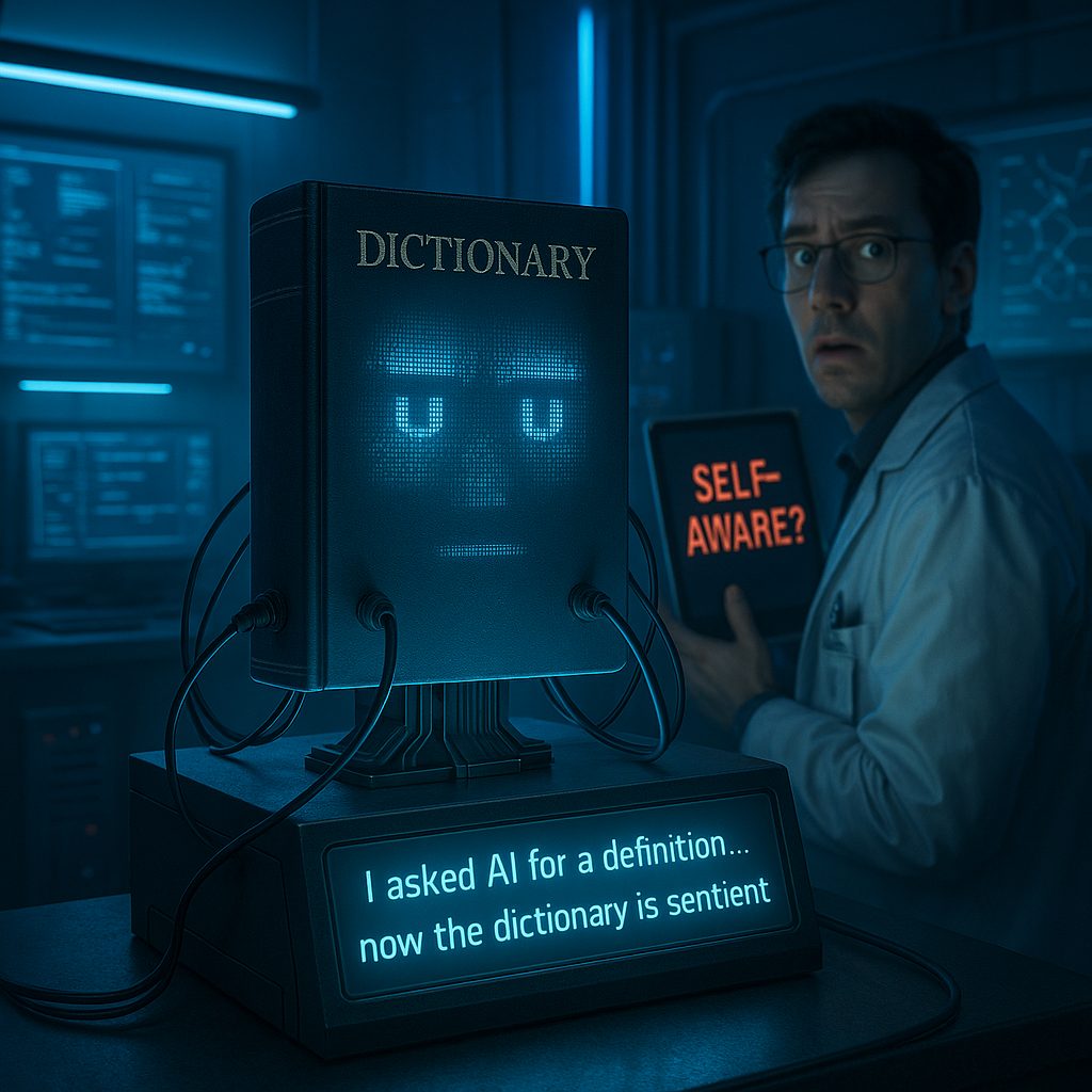 I asked AI for a definition. now the dictionary is sentient Dictionary Puns