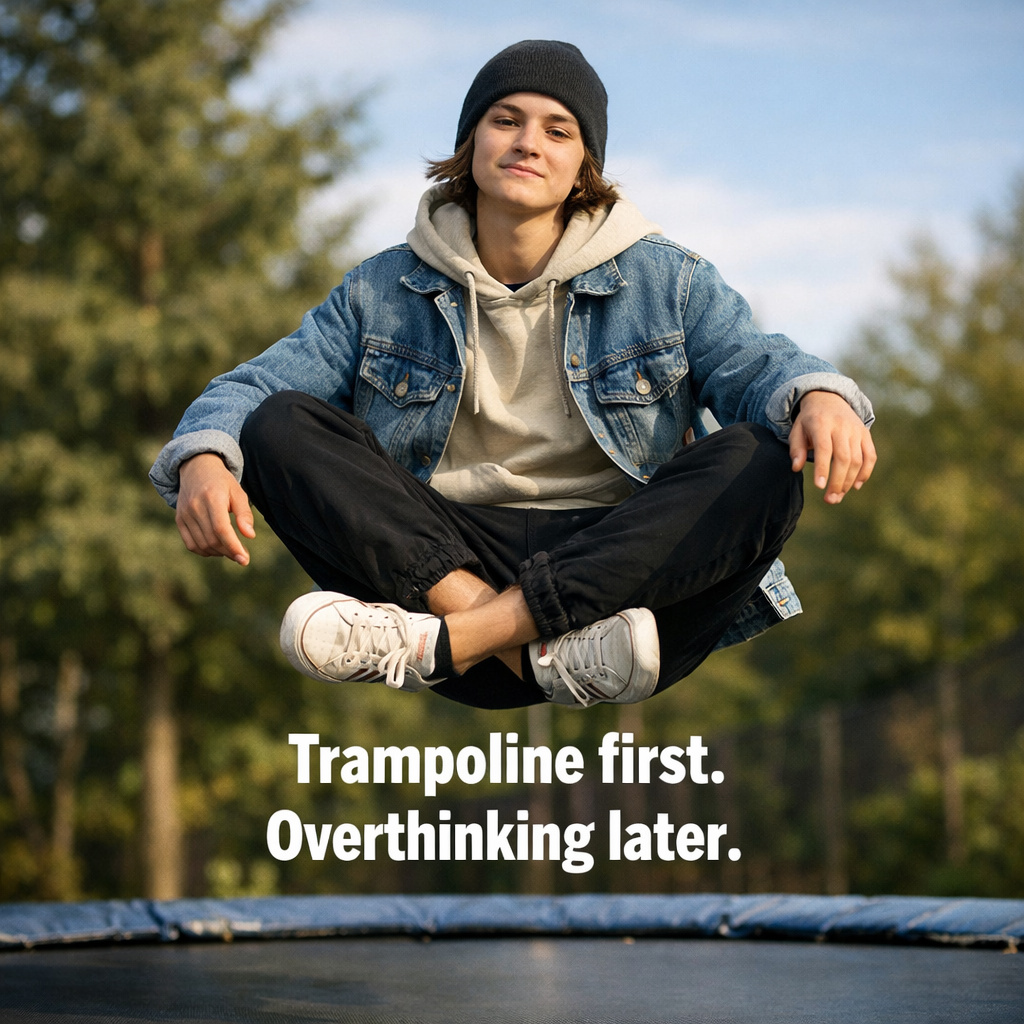 Trampoline first. Overthinking later Trampoline Puns